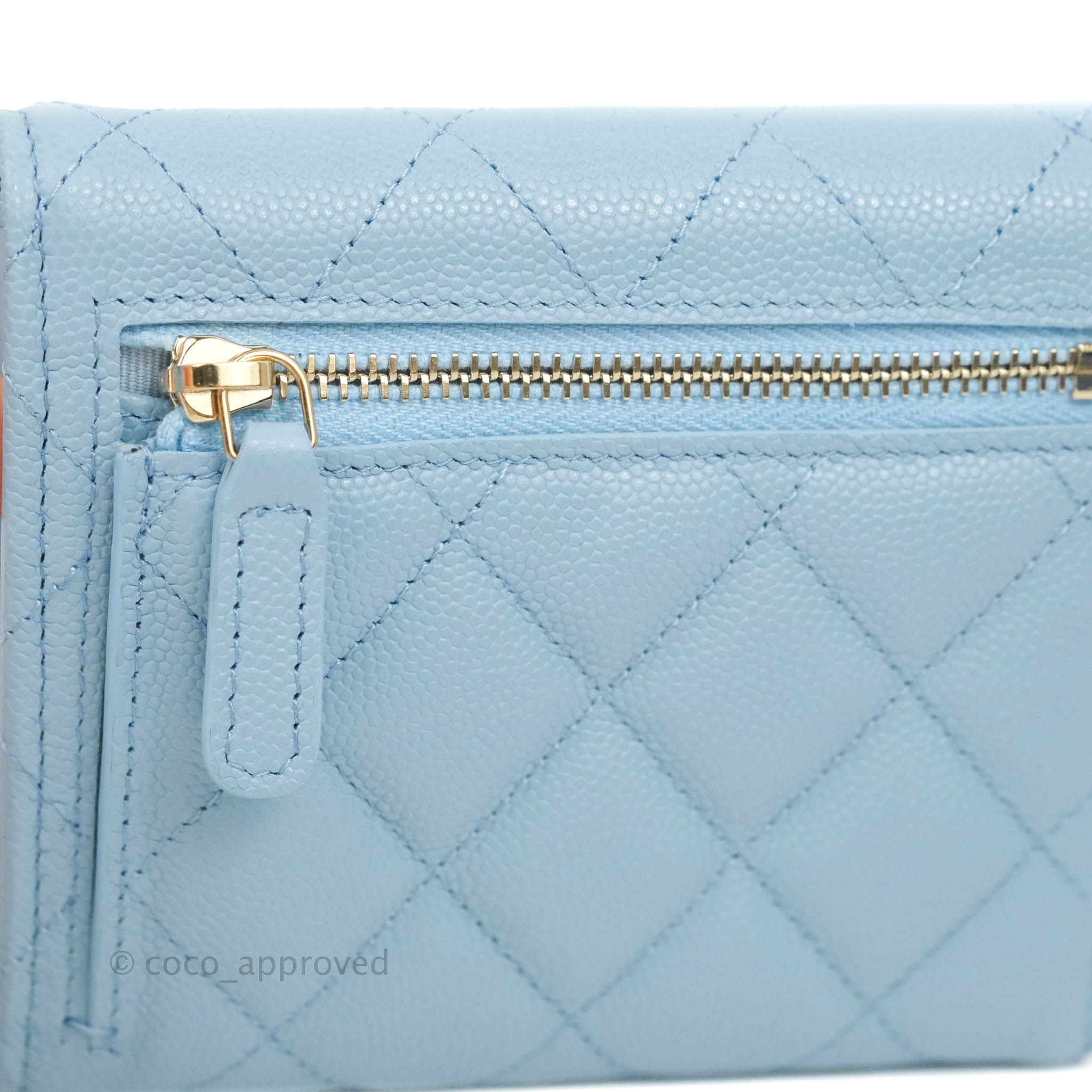 Chanel Classic Flap Wallet in Blue Caviar Leather with Gold Hardware - Luxury Designer Wallet for Women, Perfect for Everyday Use & Special Occasions