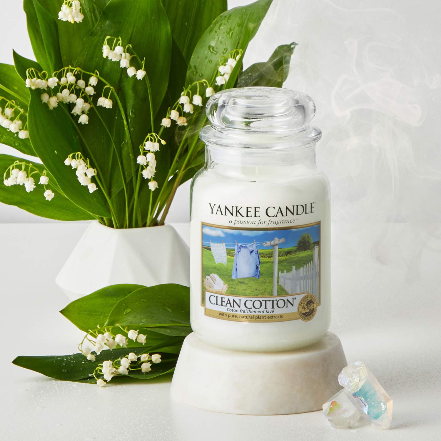 Yankee Candle Classic Vanilla Clean Cotton Small Jar Candle - 3.7oz Home Fragrance for Relaxation & Aromatherapy | Perfect for Living Room, Bedroom, Bathroom & Office Decor