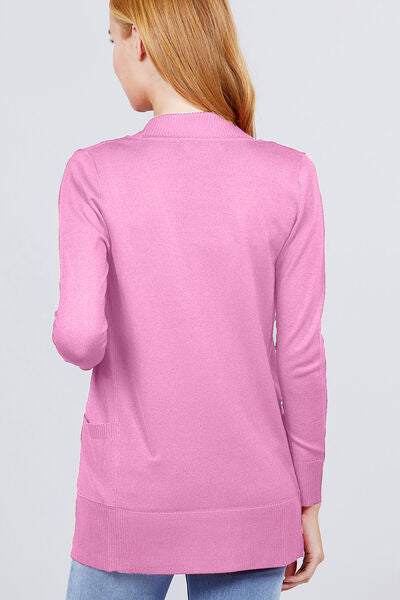 Stylish Active Basic Ribbed Trim Open Front Cardigan Sweater for Women | Cozy Layering for Fall & Winter | Perfect for Office, Casual Outfits & Loungewear