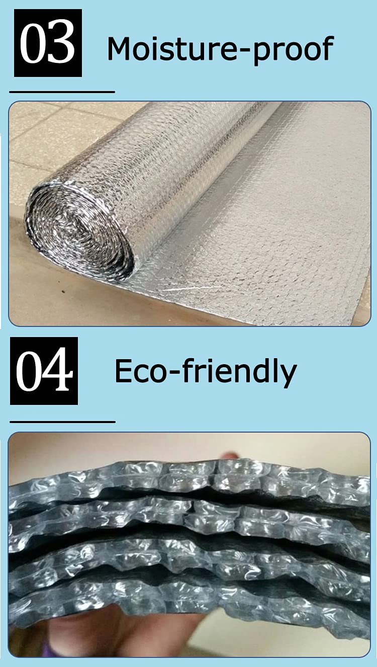 Reflective Bubble Foil Insulation - Waterproof Double Layer Radiant Barrier for Walls, Roofs, Floors, Attics & Garage Doors (2x3M/6x10ft) - Ideal for Home Insulation, HVAC Efficiency & Energy Savings