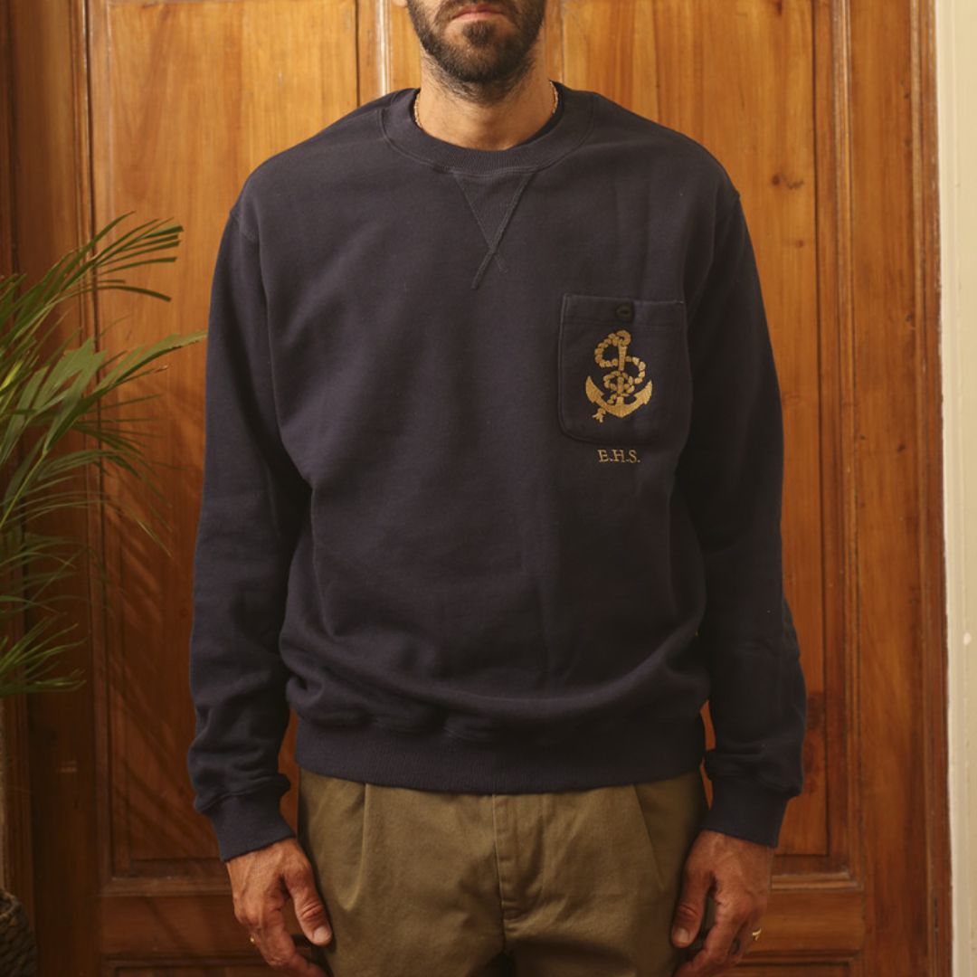 Andrew 230 One Pocket Sweatshirt for Men - Comfortable Blue Pullover Hoodie - Casual Wear, Lounge & Outdoor Activities