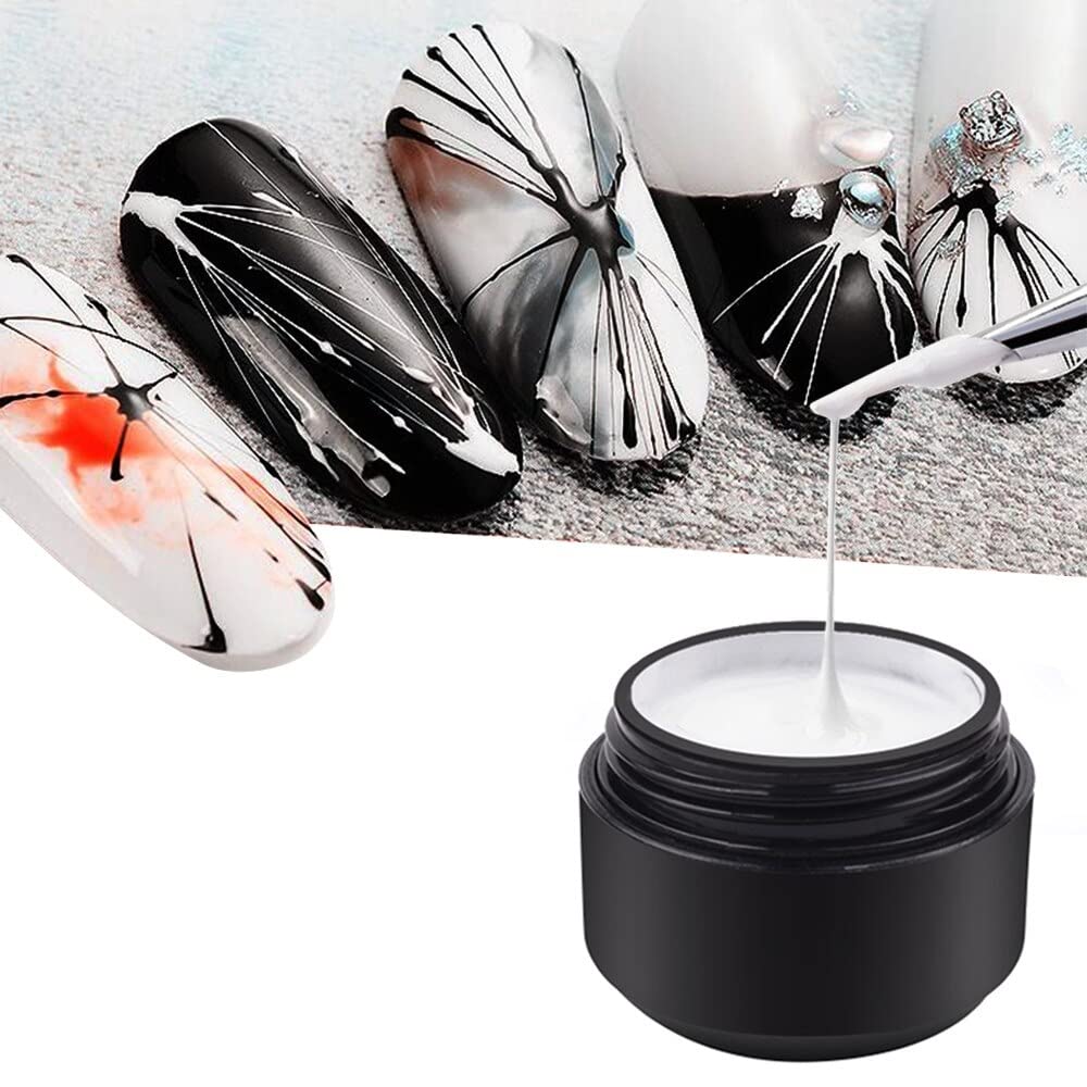 D.B.Z. ® White & Black Spider Gel Nail Polish Kit - Thin Brush for Nail Art, UV LED Gel Paint for Drawing & Painting - Perfect for Salon, Home Manicure & Nail Art Designs