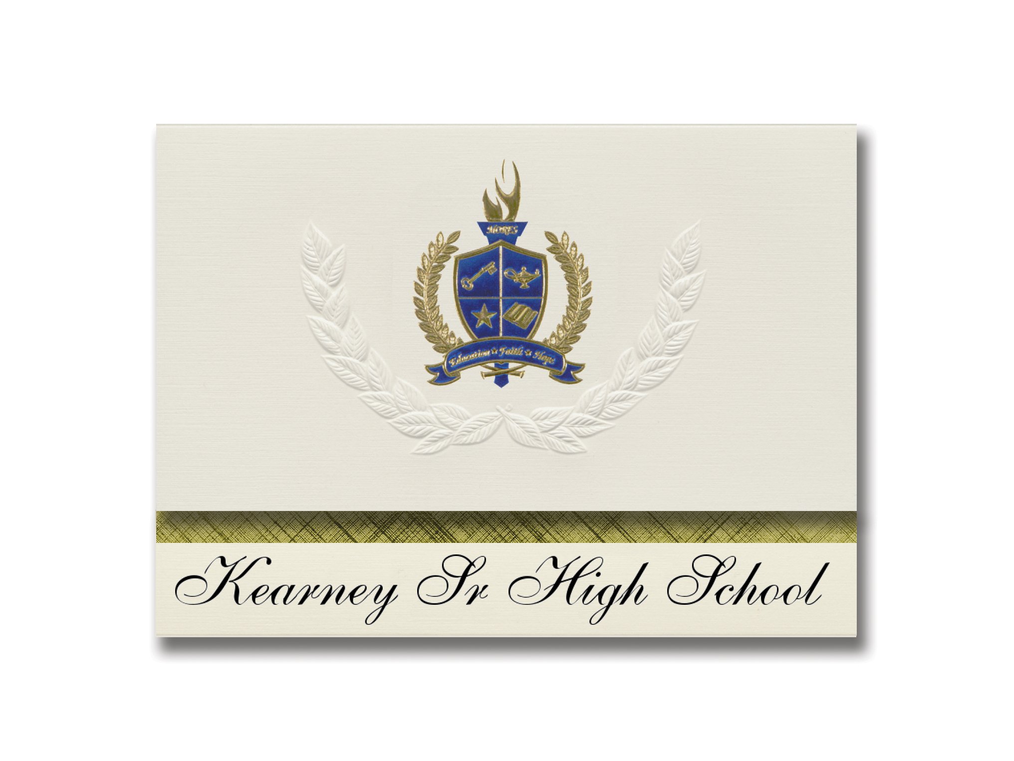 Kearney Sr High School Graduation Announcements - Presidential Style Elite Package of 25 with Gold & Blue Metallic Foil Seal | Formal Graduation Invitations for High School Ceremony in Kearney, NE | Perfect for Graduation Parties and Commencement Celebrations