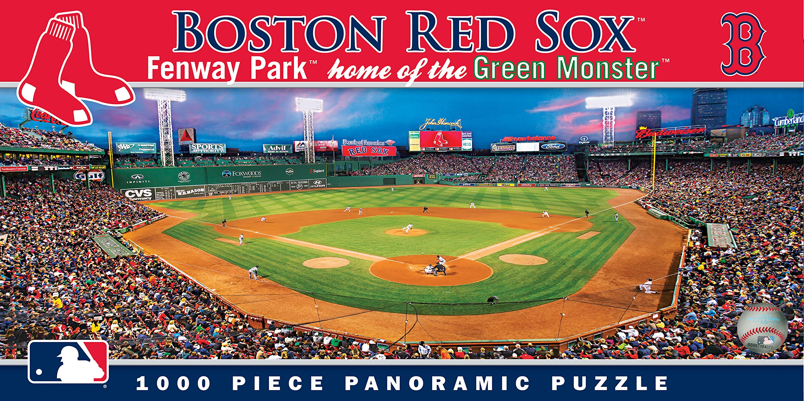 MasterPieces MLB Boston Red Sox Fenway Park 1000-Piece Jigsaw Puzzle - Green Monster Stadium Panoramic Puzzle for Adults & Teens - Perfect for Baseball Fans, Home Decor, and Family Game Night