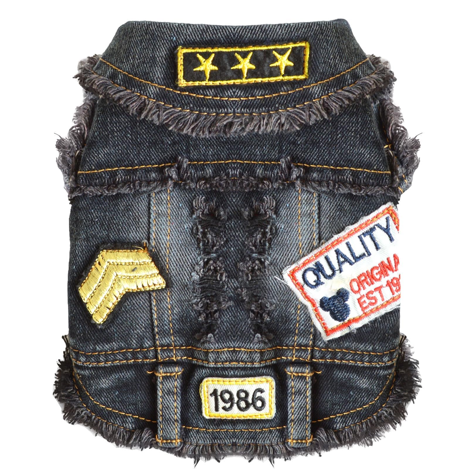 Stylish Black Denim Dog Jacket for Small & Medium Dogs - Pet Clothes for Shih Tzu, Chihuahua, Yorkie & Teacup Breeds - Cute Puppy Outfit for Boys & Girls - Perfect for Outdoor Walks, Pet Photos & Special Occasions