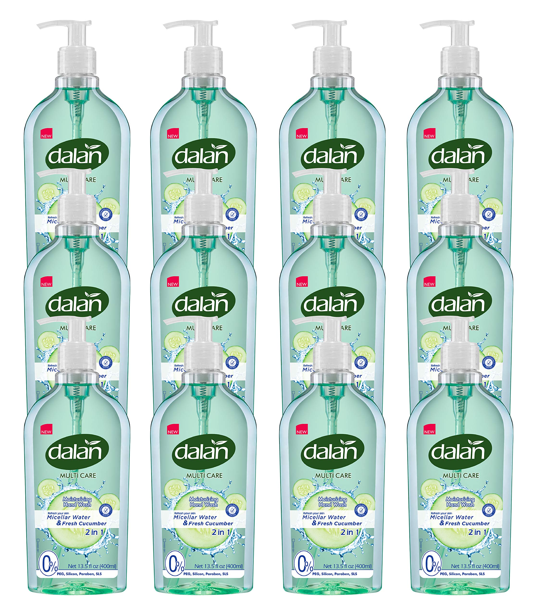 Dalan Fresh Cucumber Ultra Moisturizing Hand Soap - 13.5 Fl Oz (400mL) Pack of 12 - Hydrating Liquid Soap for Dry & Normal Skin - Leaves Hands Soft, Clean & Refreshed - Perfect for Home, Kitchen, Bathroom & Office Use
