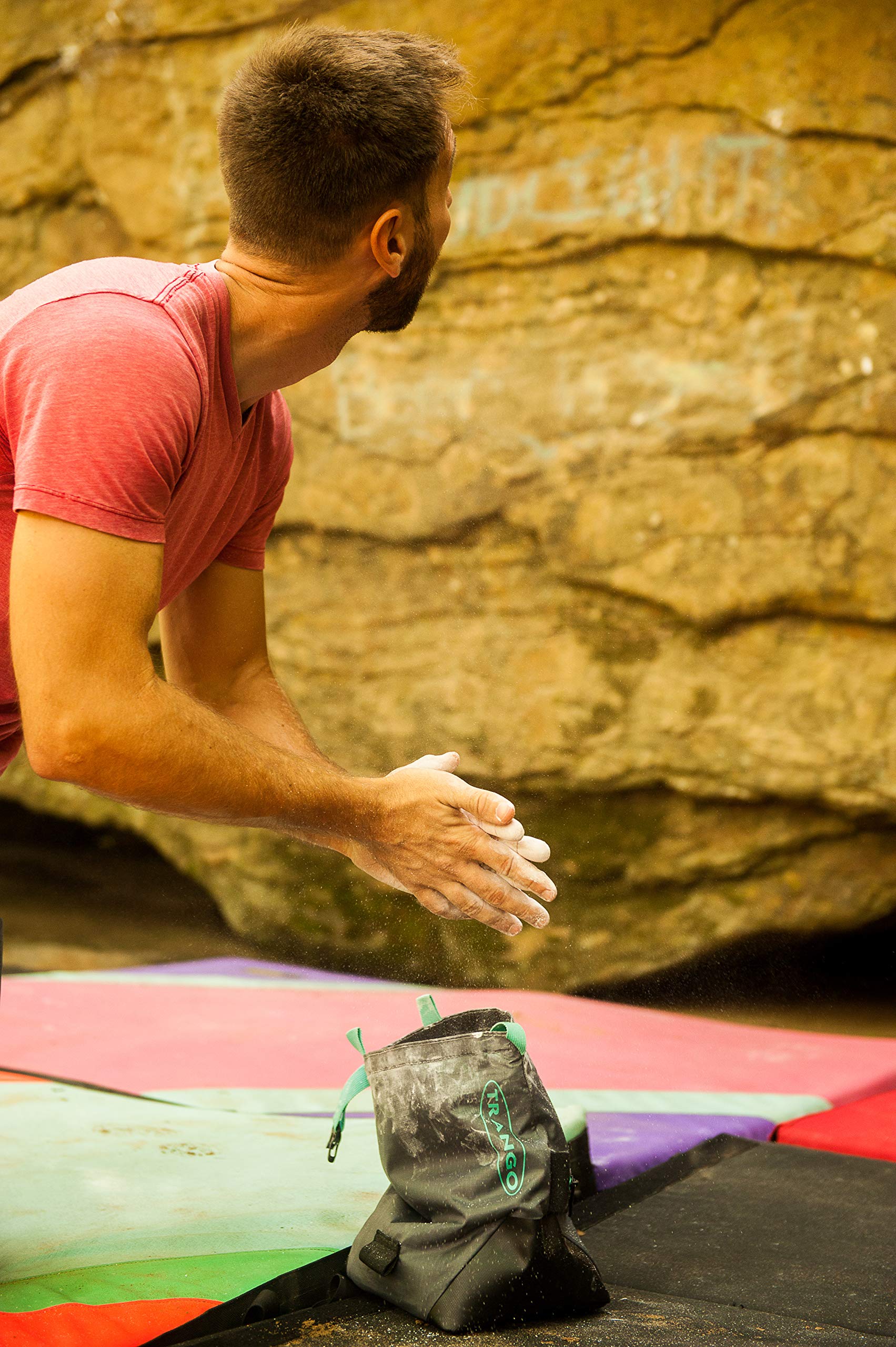 TRANGO Chaos Chalk Bucket for Rock Climbing - Premium Chalk Bag with Belt Loop & Secure Closure, Teal - Perfect for Bouldering, Gym Training & Outdoor Climbing Adventures