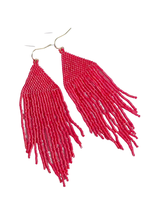 Ivy Watermelon Shine Fringe Earrings for Women - Trendy Summer Dangle Boho Jewelry - Perfect for Beach Parties, Festivals & Casual Outfits
