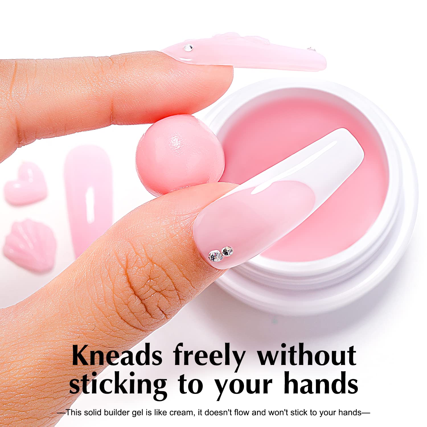 AIMEILI Hema-Free Solid Builder Nail Gel Kit - 4 Colors Nail Extension Gel with 2-in-1 Pen Brush, 100pcs Clear Dual Nail Forms & 10pcs Nail Tips Guide Stickers - Perfect for DIY Nail Art, Salon Extensions & At-Home Manicures