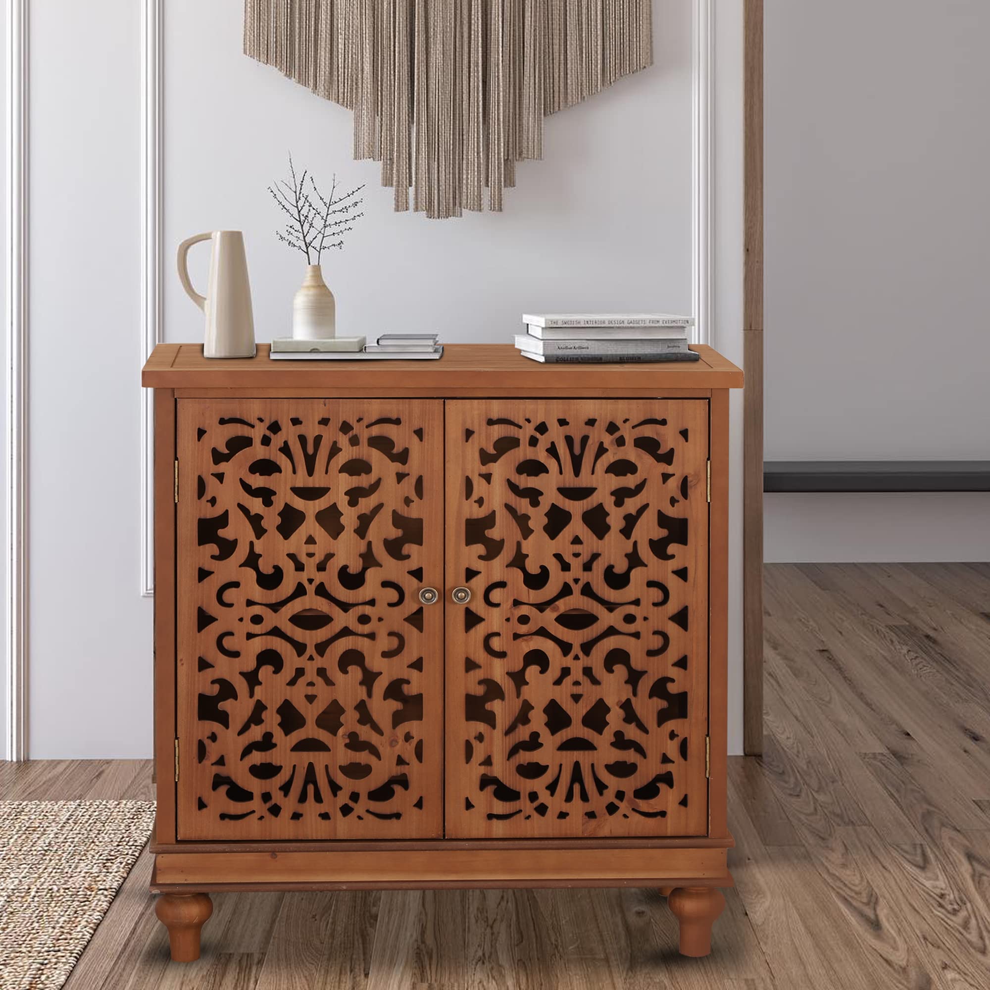 PHI VILLA Accent Cabinet with Doors - Stylish Storage Cabinet for Living Room, Entryway & Corner Spaces - Perfect for Organizing Home Decor, Books & Essentials