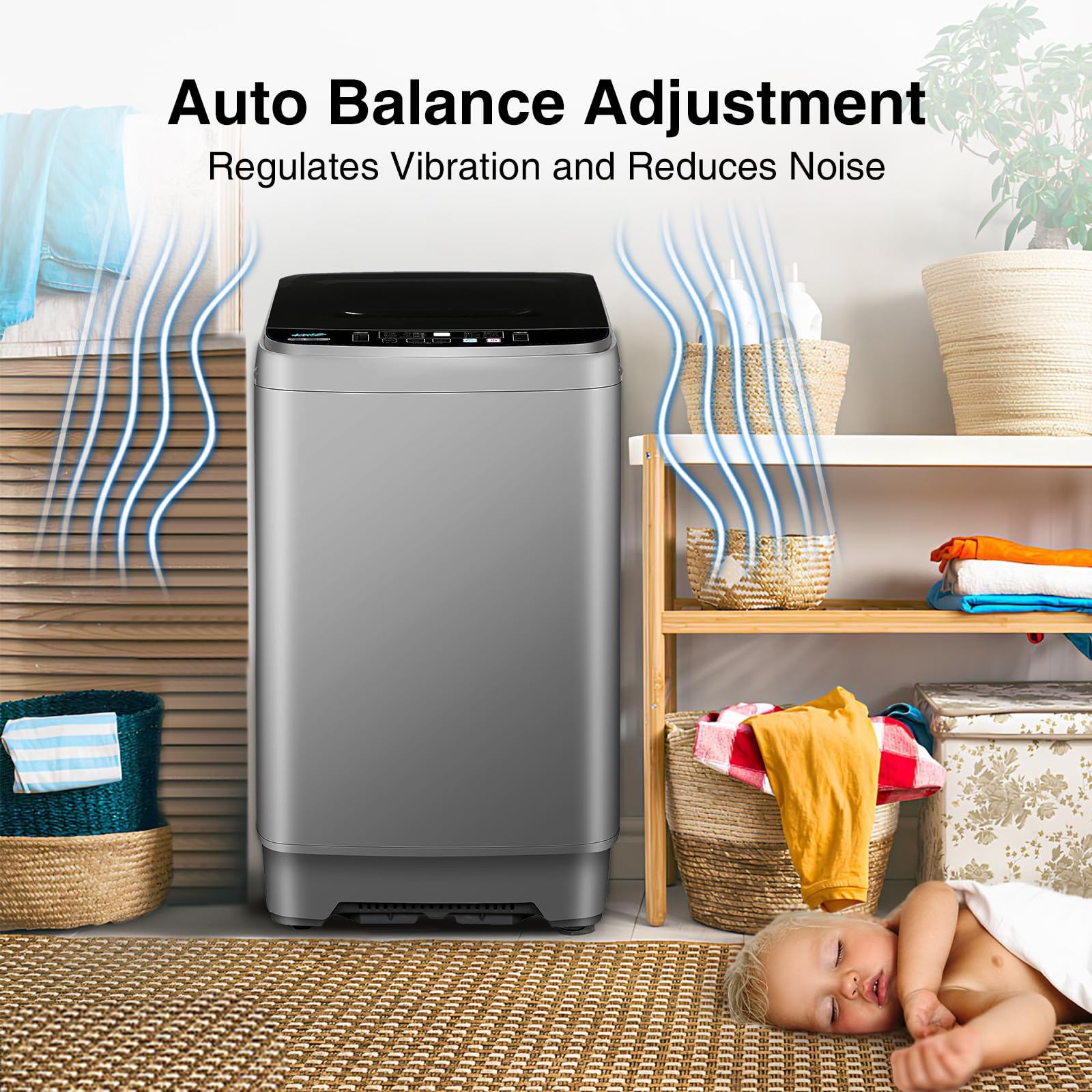 17.7lbs Full-Automatic Portable Washing Machine - 10 Programs, Compact Washer for Apartments, Dorms, RVs & Small Spaces (Grey) - Perfect for Laundry in Tight Spaces & On-the-Go