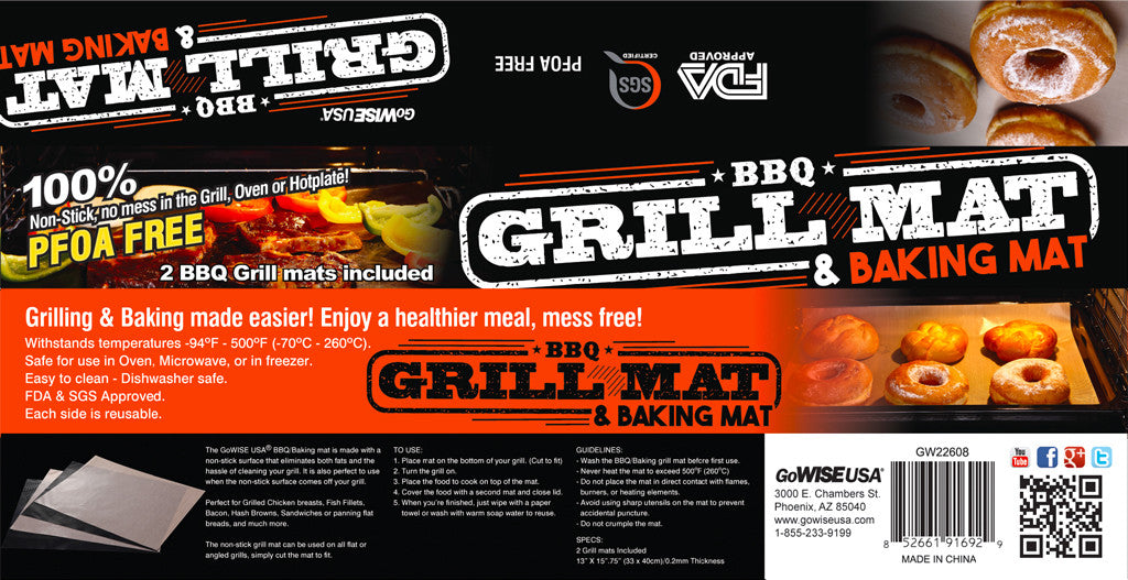 Non-Stick Reusable Grill and Baking Mats - 4 Pack Set for BBQ, Oven & Air Fryer - Perfect for Grilling, Roasting & Baking at Home or Outdoor Cooking