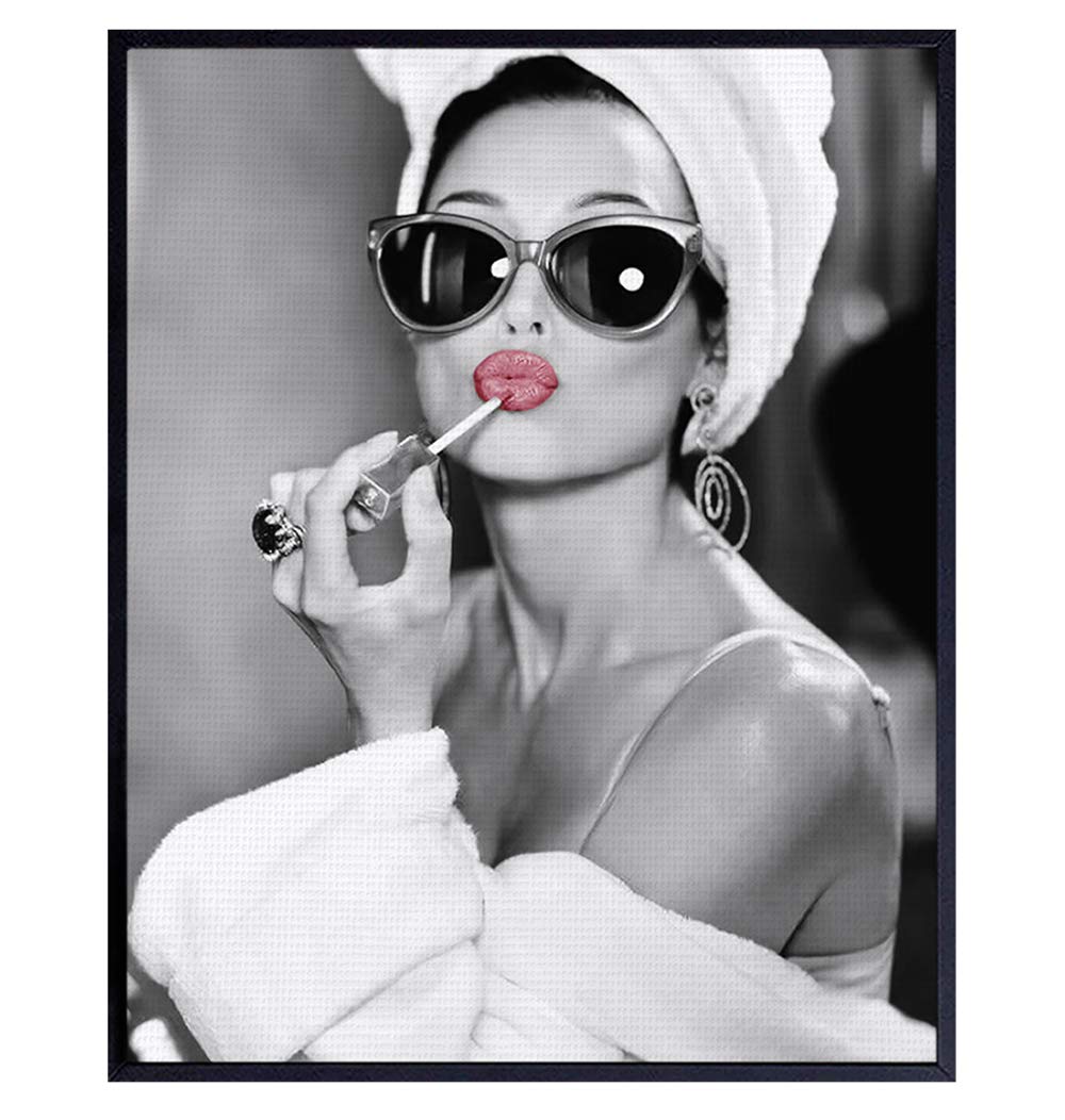 Audrey Hepburn Wall Art - Glam Bathroom Decor for Women & Teens - Home & Powder Room Decor
