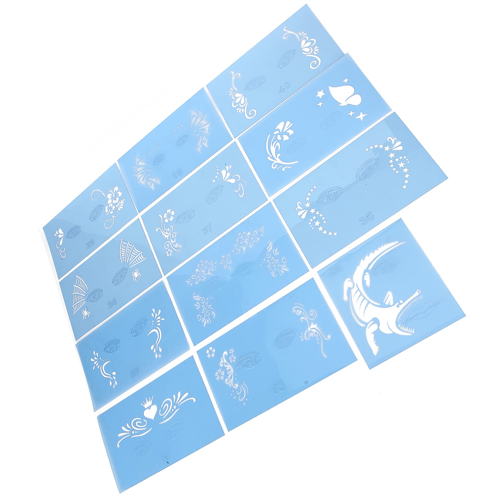 12Pcs Reusable Face Painting Stencils Kit - Halloween & Christmas Makeup Templates for Kids & Adults - DIY Body Art Designs for Parties, Festivals and Costume Events
