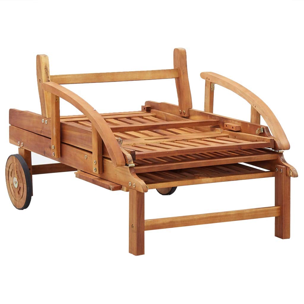 Premium Acacia Wood Outdoor Chaise Lounge Chair with Cushions - Adjustable Reclining Patio Sun Lounger 78.7