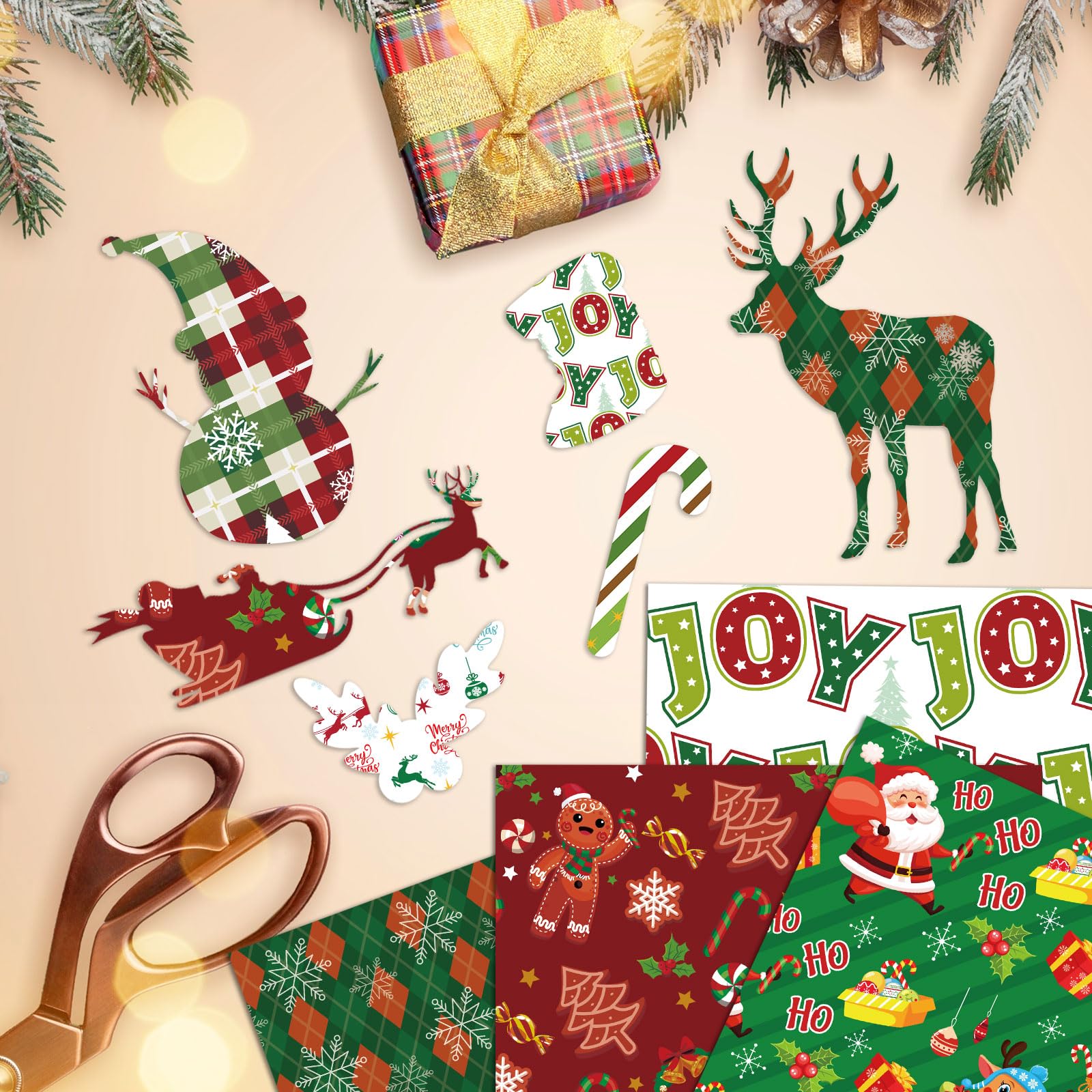 Konsait 24 Sheets 12x12 Inch Christmas Scrapbook Paper - Double Sided Holiday Patterned Cardstock for Card Making, DIY Crafts, Scrapbooking & Gift Wrapping - Festive Decorative Paper Supplies