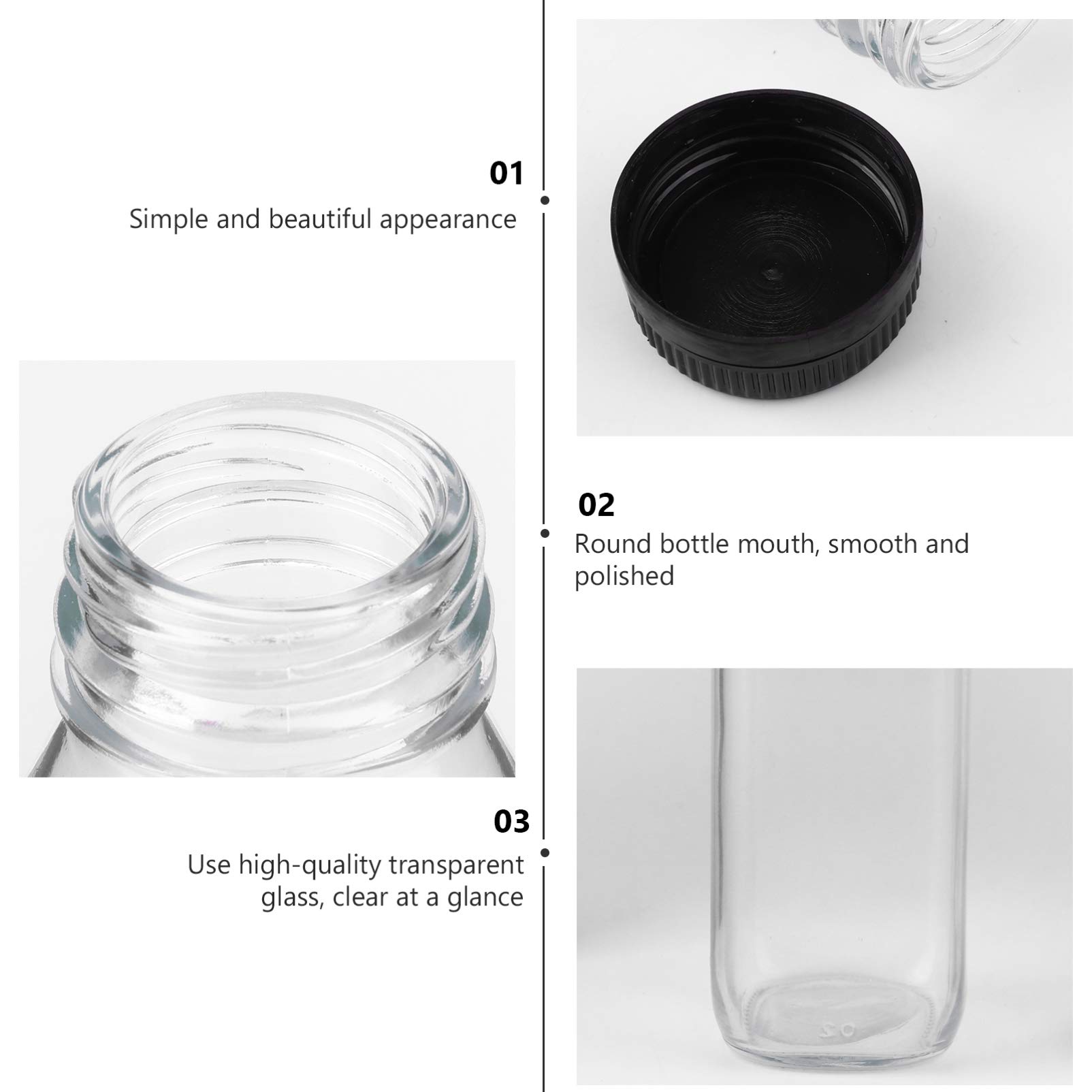 8-Piece Glass Juice Bottles Set - Clear Milk & Yogurt Drink Containers for Beverages, Smoothies, and Meal Prep - Perfect for Home, Cafe, and Restaurant Use