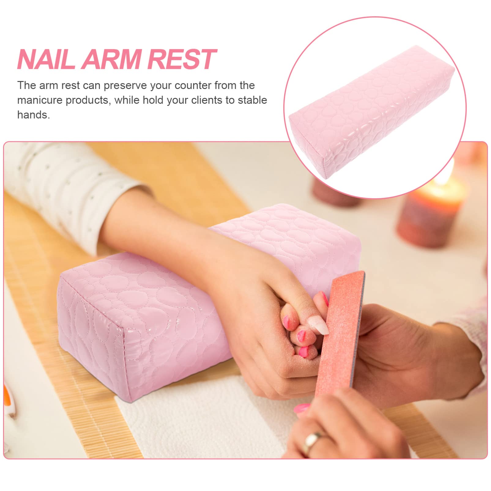 FOMIYES Nail Art Hand Pillow - Manicure Wrist Rest Cushion for Nail Artists, Desktop Hand Support for Gel Polish & Acrylic Nail Application - Soft PU Leather Pink Hand Rest (Perfect for Salon, Home Manicure & Nail Art Practice)