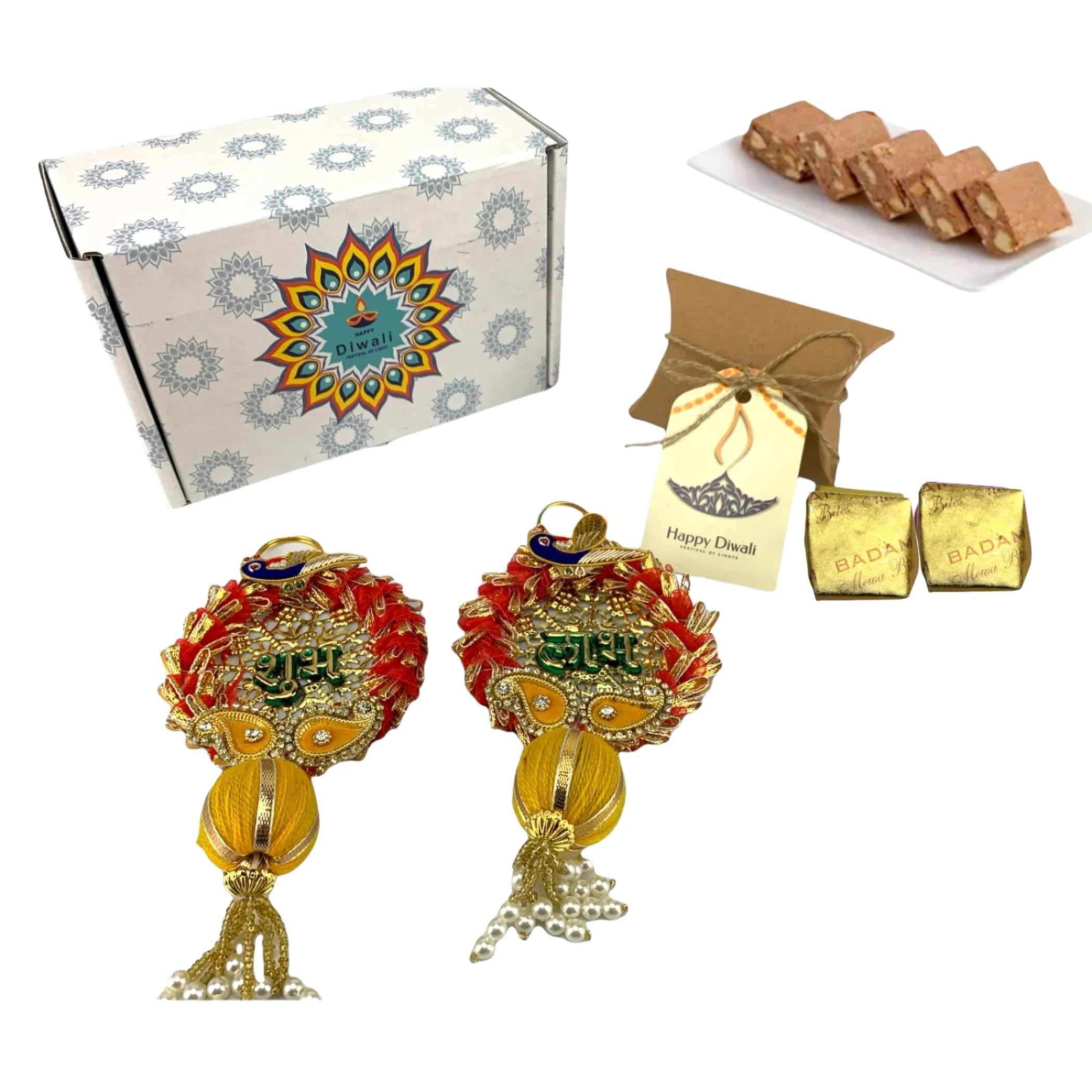 LOVENSPIRE Personalized Diwali Gift Box - Premium Indian Sweets Hamper with Shubh Labh Design | Diwali Corporate Gifts for Employees, Friends & Family | Perfect for Office Celebrations & Festival Home Decor