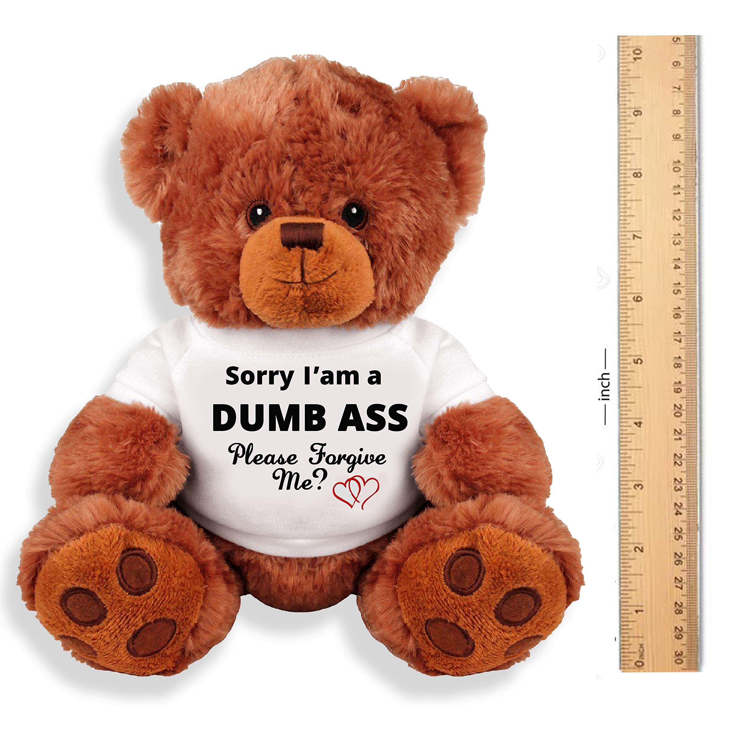 Funny 'Sorry and Forgive Me' Teddy Bear Couple Gift - Medium Plush Stuffed Animal for Apology, Anniversary & Romantic Occasions