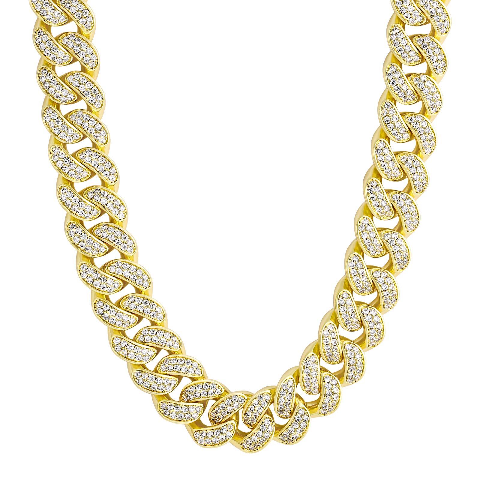14K Gold Cuban Link Chain for Men - 12mm/15mm/18mm/20mm Iced Cuban Necklace with 5A CZ Stones | Durable Anti-Tarnish Hip Hop Jewelry | Perfect for Streetwear, Urban Fashion & Night Out Accessories