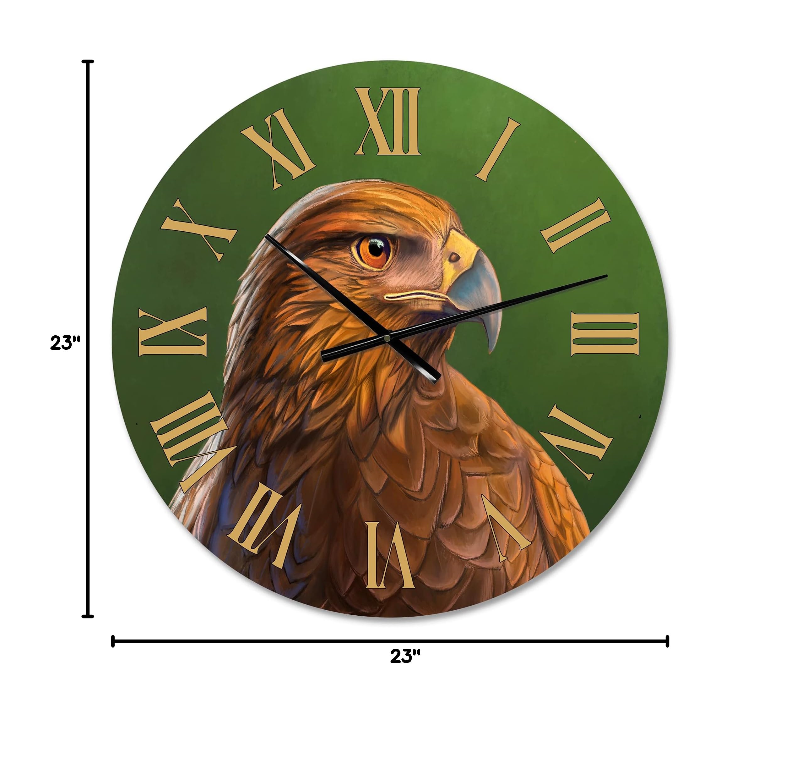 Harris Hawk Bird Portrait Traditional Wall Clock - Large Animal Wall Art for Office & Home Decor | Perfect for Living Room, Bedroom, and Workspace