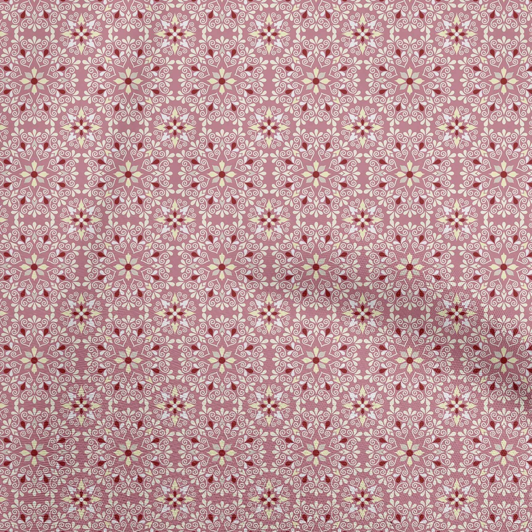 Premium 100% Cotton Poplin Dusty Pink Suzani Print Fabric by The Yard - 42 Inch Wide for Dresses, Home Decor & DIY Crafts | Perfect for Boho Chic Fashion & Upholstery Projects