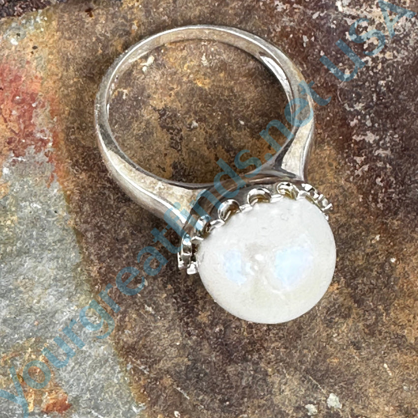 Elegant Sterling Silver Pearl Ring - Size 10 | Perfect for Weddings, Anniversaries & Special Occasions
