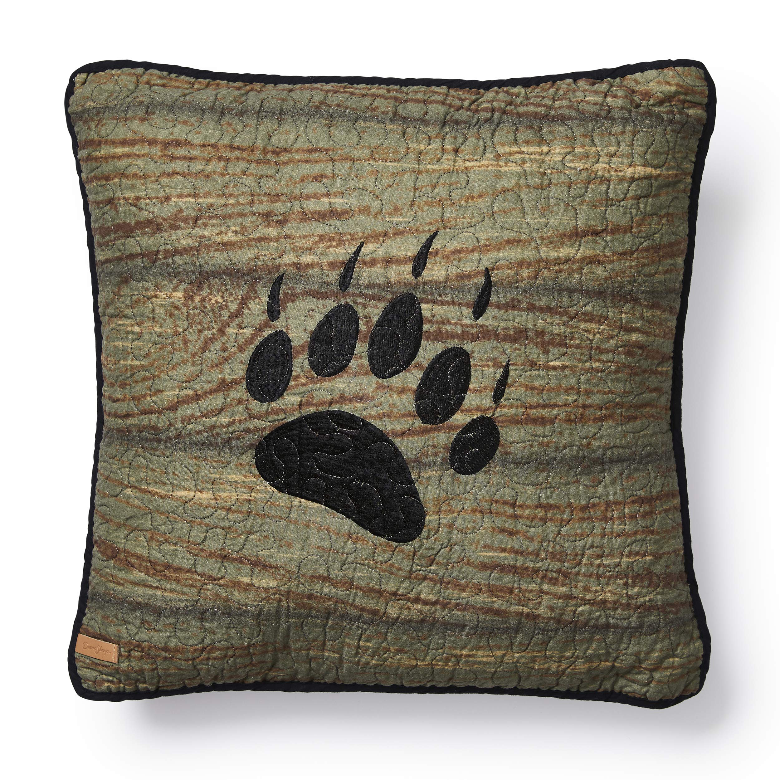 Donna Sharp Throw Pillow - Oakland Lodge Bear Paw Print Decorative Square Pillow for Sofa, Couch & Bed - Cozy Home Decor for Cabin, Living Room & Bedroom
