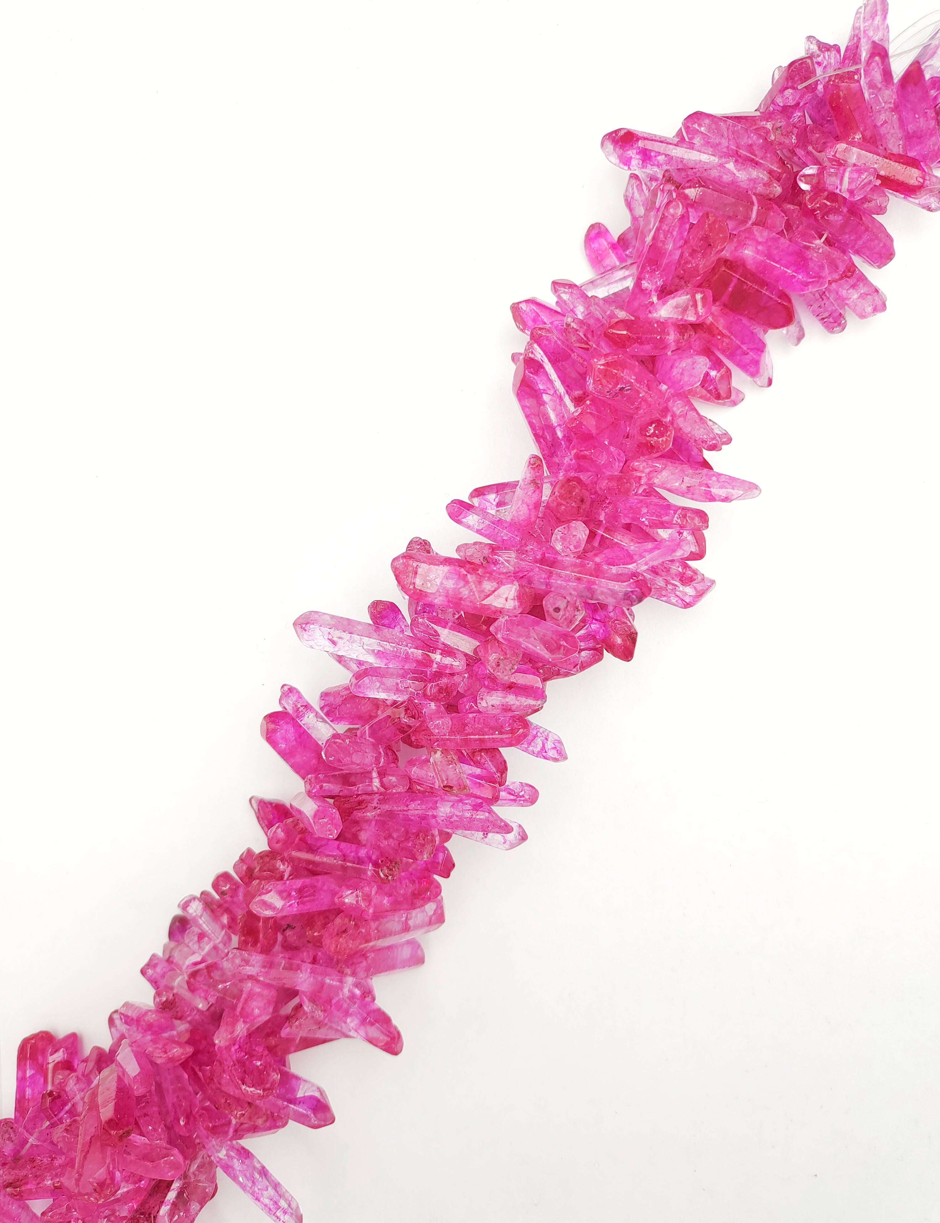 15-30mm Electroplated Fuchsia Pink Quartz Side Drilled Beads - 15.5 Inch Strand for Jewelry Making, DIY Crafts & Boho Fashion Accessories