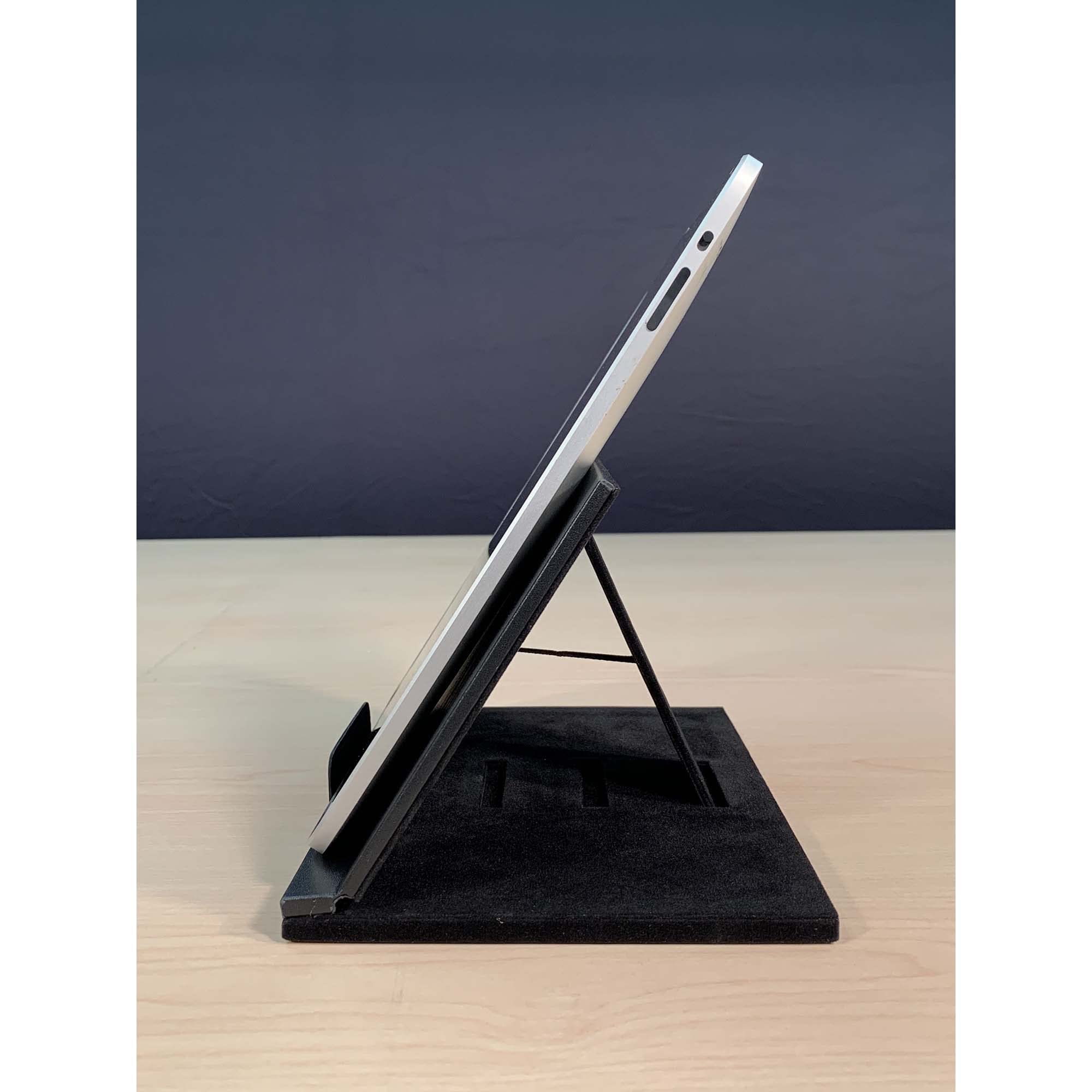 Premium Dacasso Black Leather Tablet Stand Holder - Adjustable Angle for iPad, Kindle, eReader - Perfect for Home, Office, and Travel Use