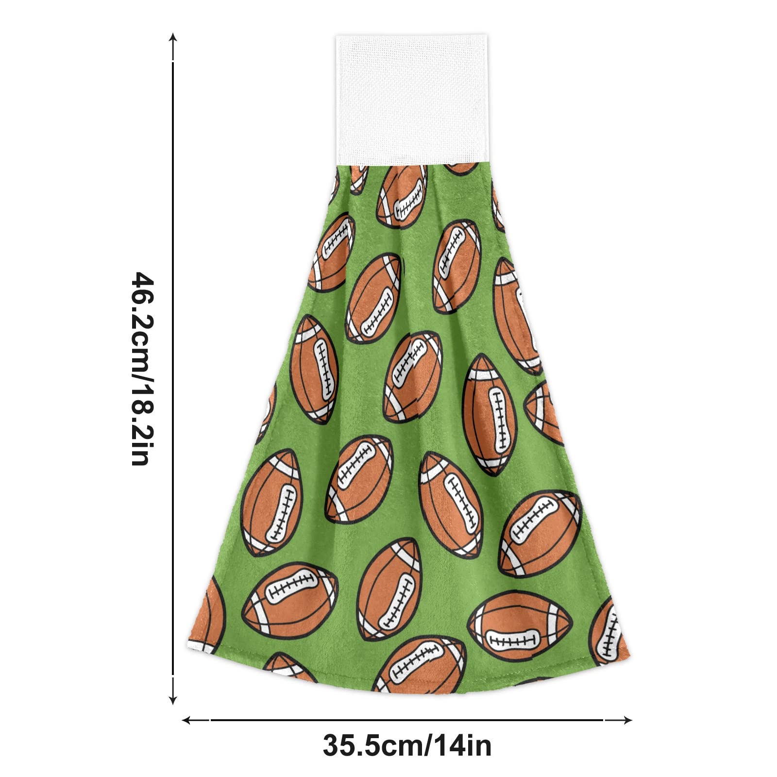 Exnundod 2-Pack Microfiber Football Rugby Kitchen Towels - Super Soft, Highly Absorbent Hand & Drying Towels with Hanging Loops for Bathroom, Laundry, Kitchen & Sports Gear Care - Perfect for Game Day, Home Decor & Quick Drying Needs
