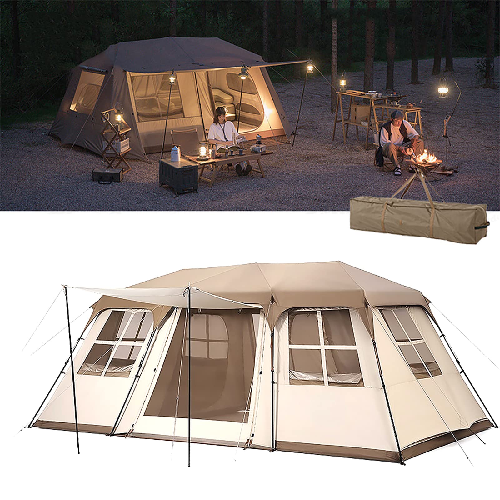 TEHONGMAI 4 Season Camping Tent - Automatic Instant Setup for 4-6 People, Large Waterproof Windproof Weatherproof Family Tent with Carry Bag - Perfect for Outdoor Adventures, Hiking, Backpacking & Beach Trips