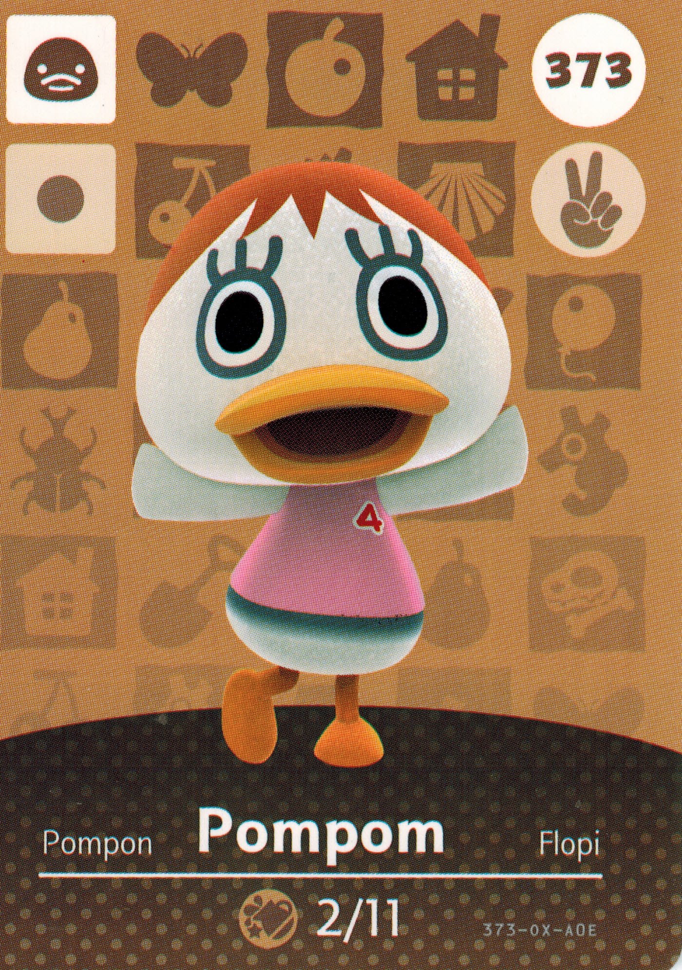 Nintendo Animal Crossing Happy Home Designer Amiibo Card - Pompom #373/400 (USA Version) - Collectible Trading Card for Nintendo Switch & 3DS Games