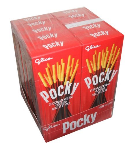 Glico Pocky Chocolate Cream Covered Biscuit Sticks 47g (Pack of 10) - Crunchy Japanese Snacks for Parties, Gifts & Tea Time Treats