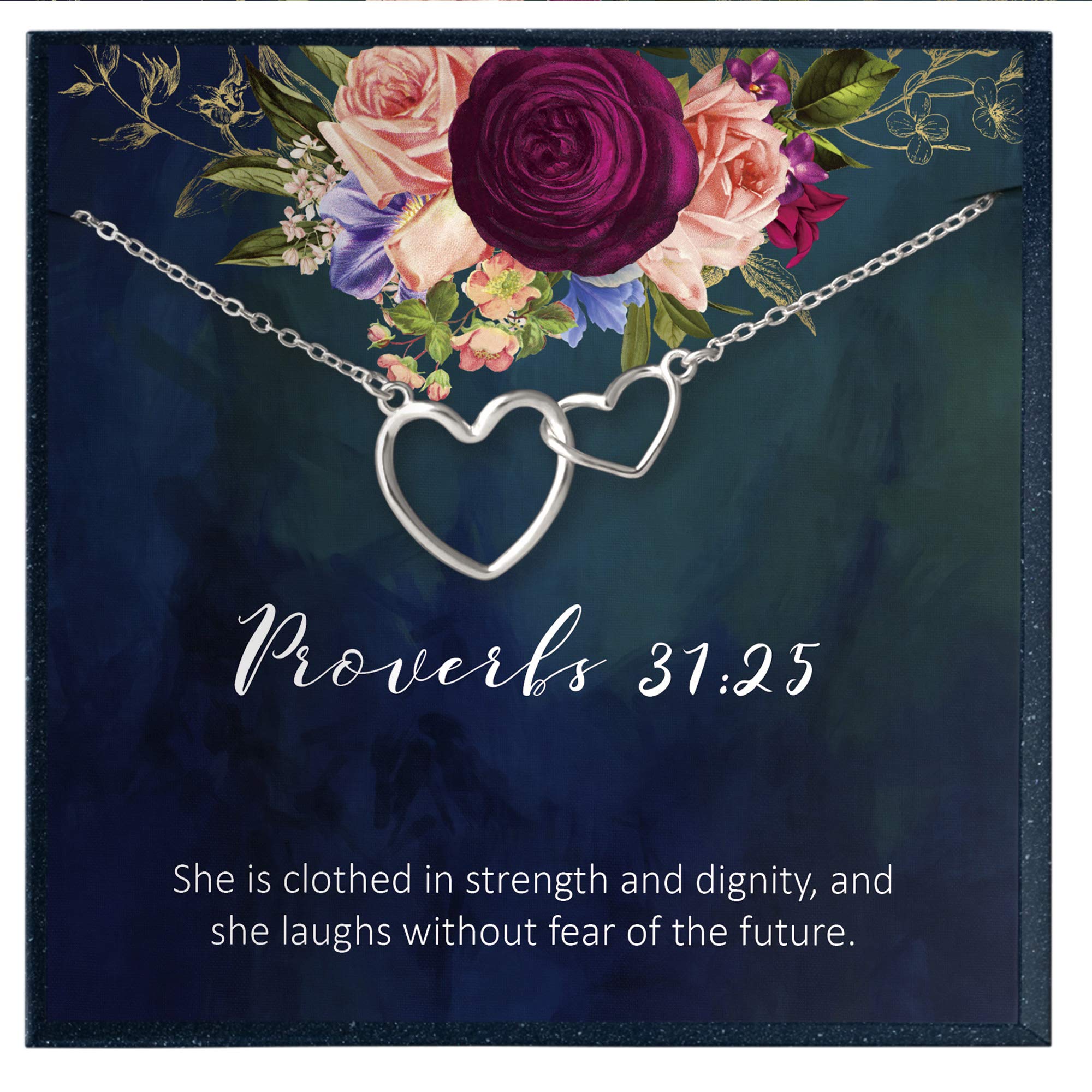 Proverbs 31:25 Inspirational Jewelry - Faith-Based Gifts for Breast Cancer Survivors, Pastor's Wives & Chemo Patients - Religious Encouragement Necklace for Women (Perfect for Hope & Healing Gifts)