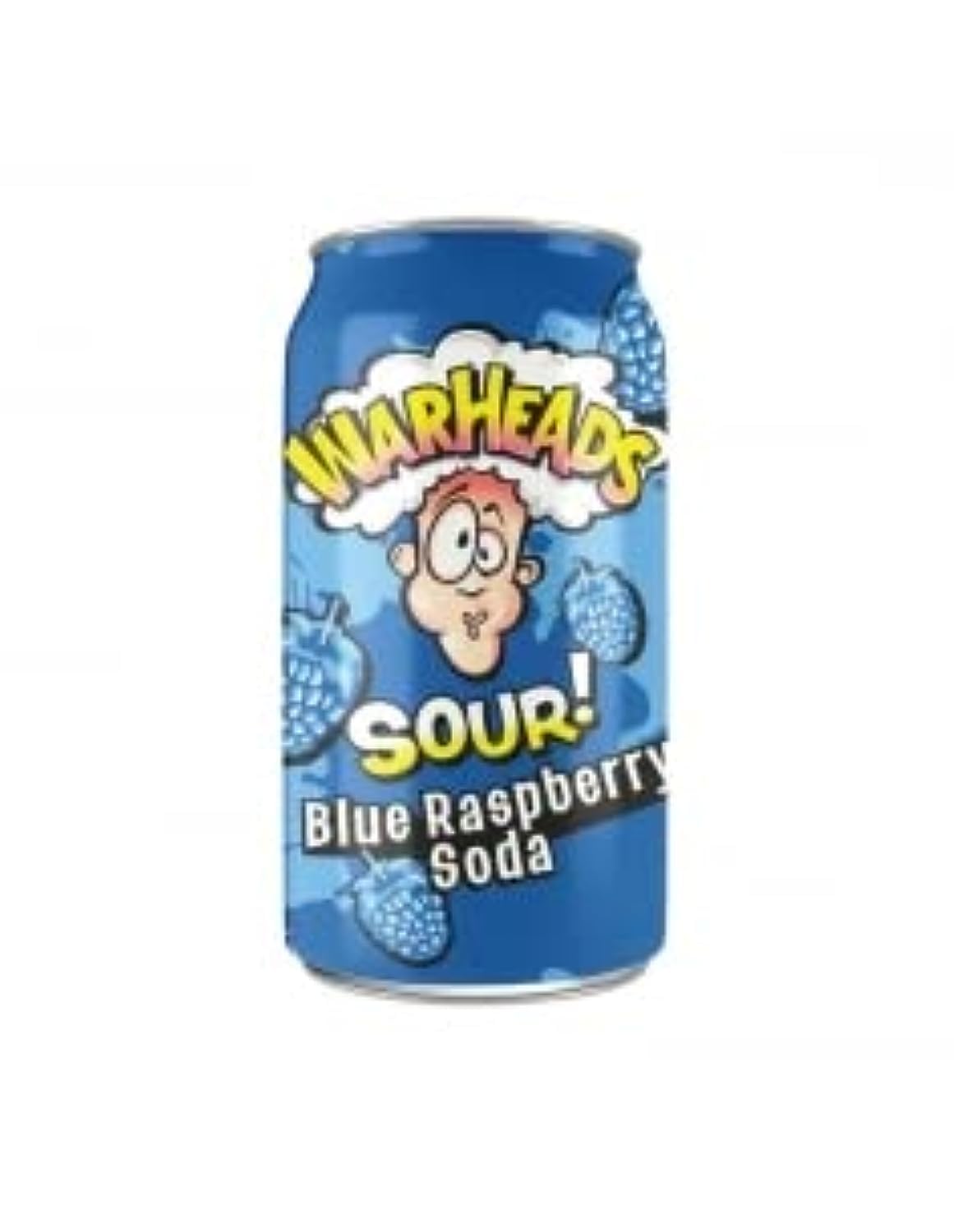Warheads Sour Soda Blue Raspberry Flavor - 12 Pack (355ml Each) | Tart & Tangy Candy-Inspired Drink for Parties, Gaming Sessions & Summer Refreshment