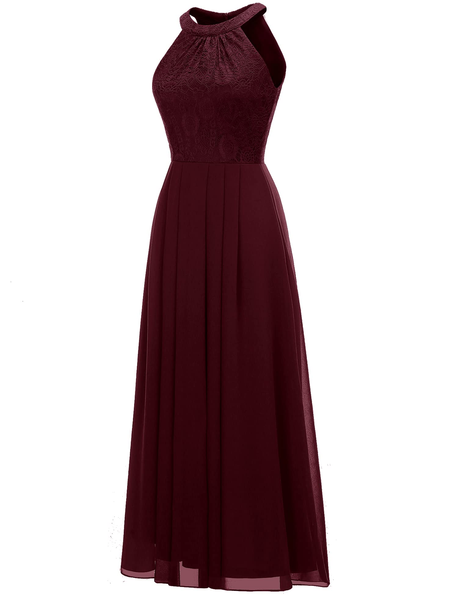 Elegant Women's Long Formal Halter Lace Dress 2024 - Wedding Guest, Bridesmaid, Cocktail Party & Prom Gown | Spring Summer Evening Occasions, Special Events & Black Tie Dinners