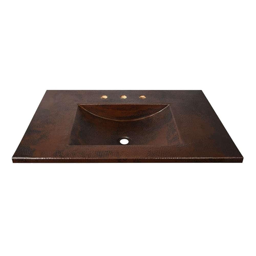 Antique Copper Cozumel Vanity Top with Bathroom Sink - Elegant Bathroom Vanity for Modern & Vintage Home Decor - Perfect for Master Bath, Guest Bath & Powder Room Renovations