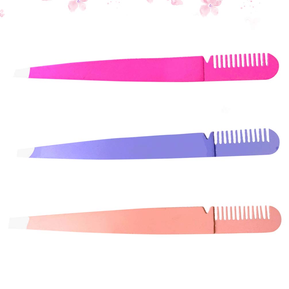 3-in-1 Eyebrow Tweezers Set with Comb - Perfect for Eyebrow Shaping & Makeup