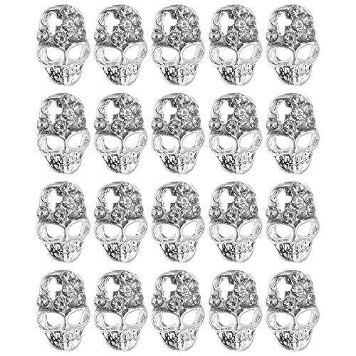 20Pcs 3D Alloy Nail Stickers - Skull Gems Rhinestone Nail Decals for Women | Halloween Nail Art Decor, Party Nail Accessories, DIY Manicure Designs