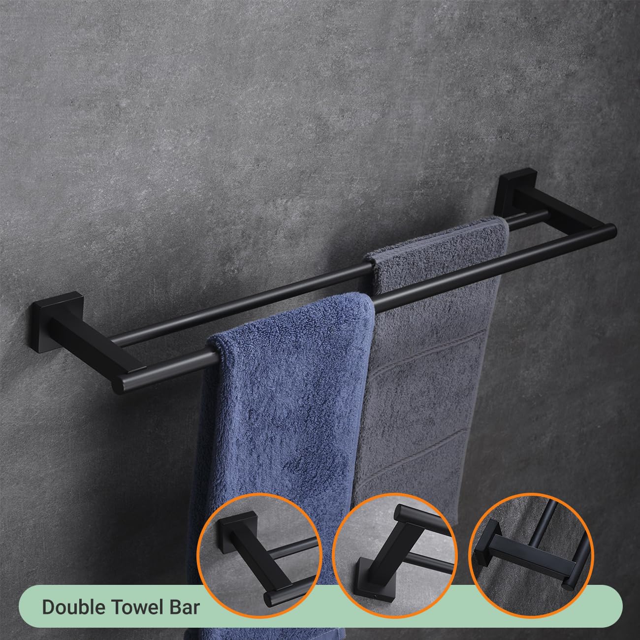 Premium Matte Black 4-Piece Bathroom Accessories Set - Stainless Steel Wall Mounted Towel Bar, Hand Towel Rack, Toilet Paper Holder & Robe Hooks (BS101S4-BK) - Modern Bathroom Organization for Homes, Hotels & Apartments