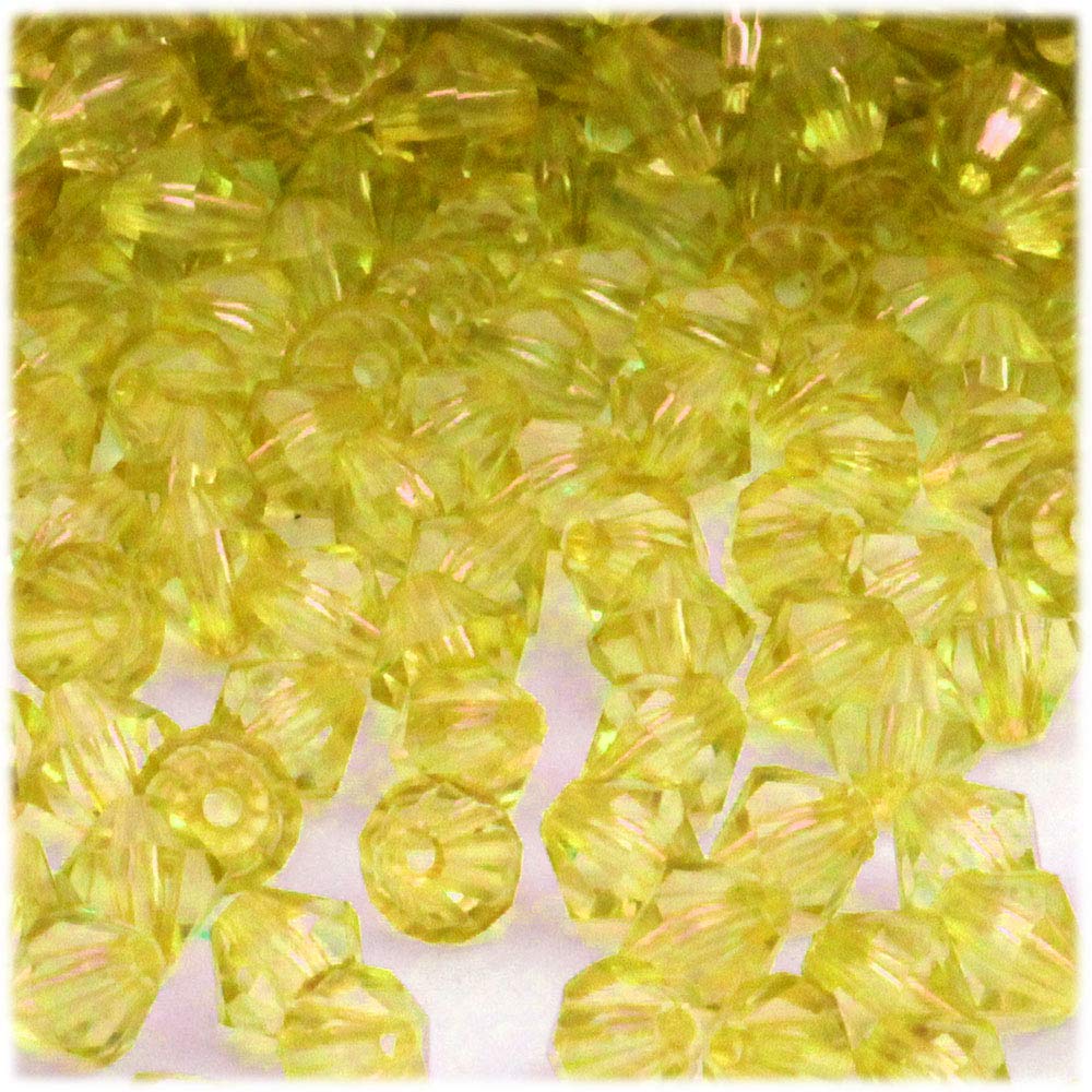 100-Piece Plastic Bicone Beads - 10mm Faceted Yellow Beads for Jewelry Making, DIY Crafts, Bracelets & Necklaces - The Crafts Outlet