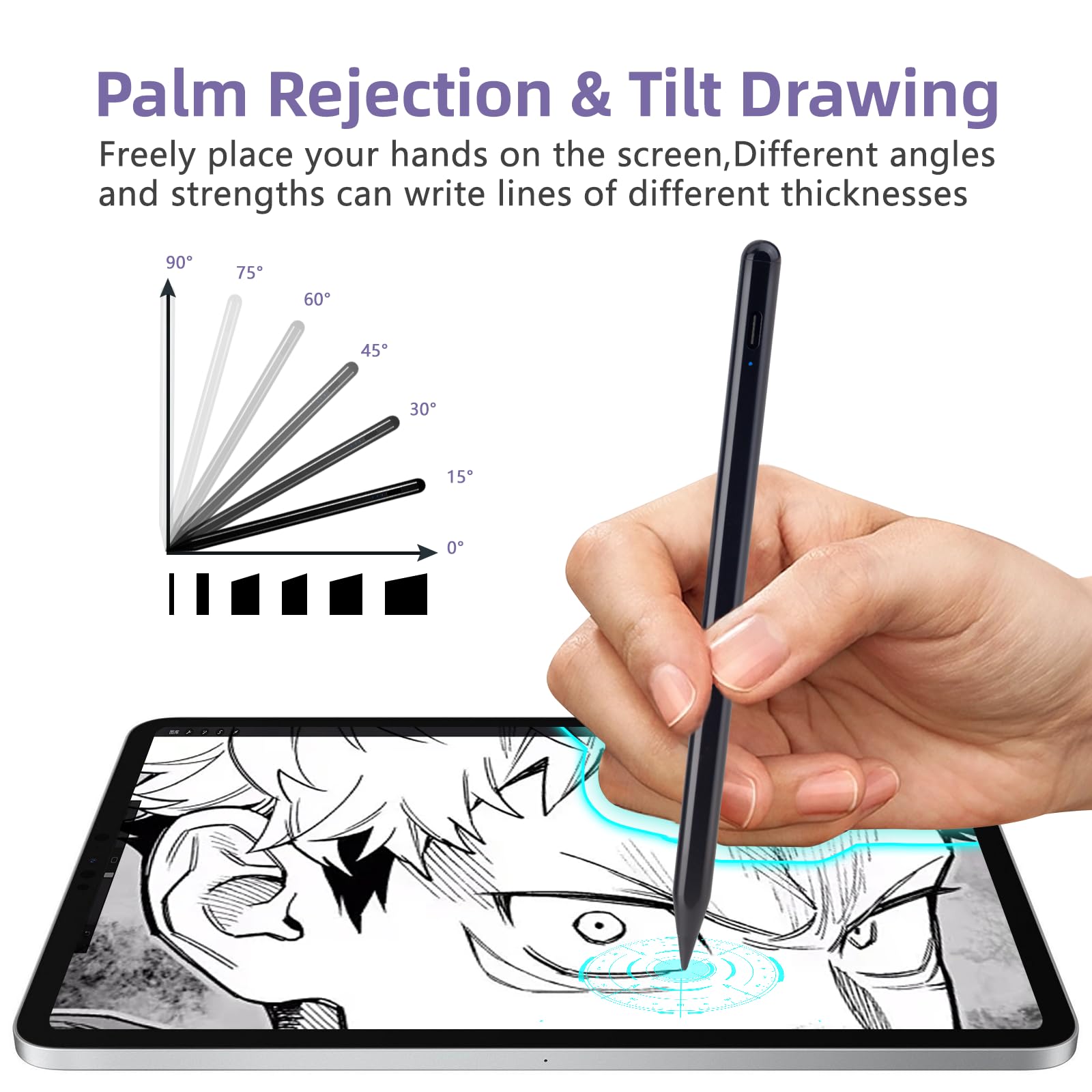 Premium Stylus Pen for iPad 2018-2025 | USB-C Fast Charging Apple Pencil Alternative with Palm Rejection & Tilt Sensitivity | Compatible with iPad Pro M4/13/12.9