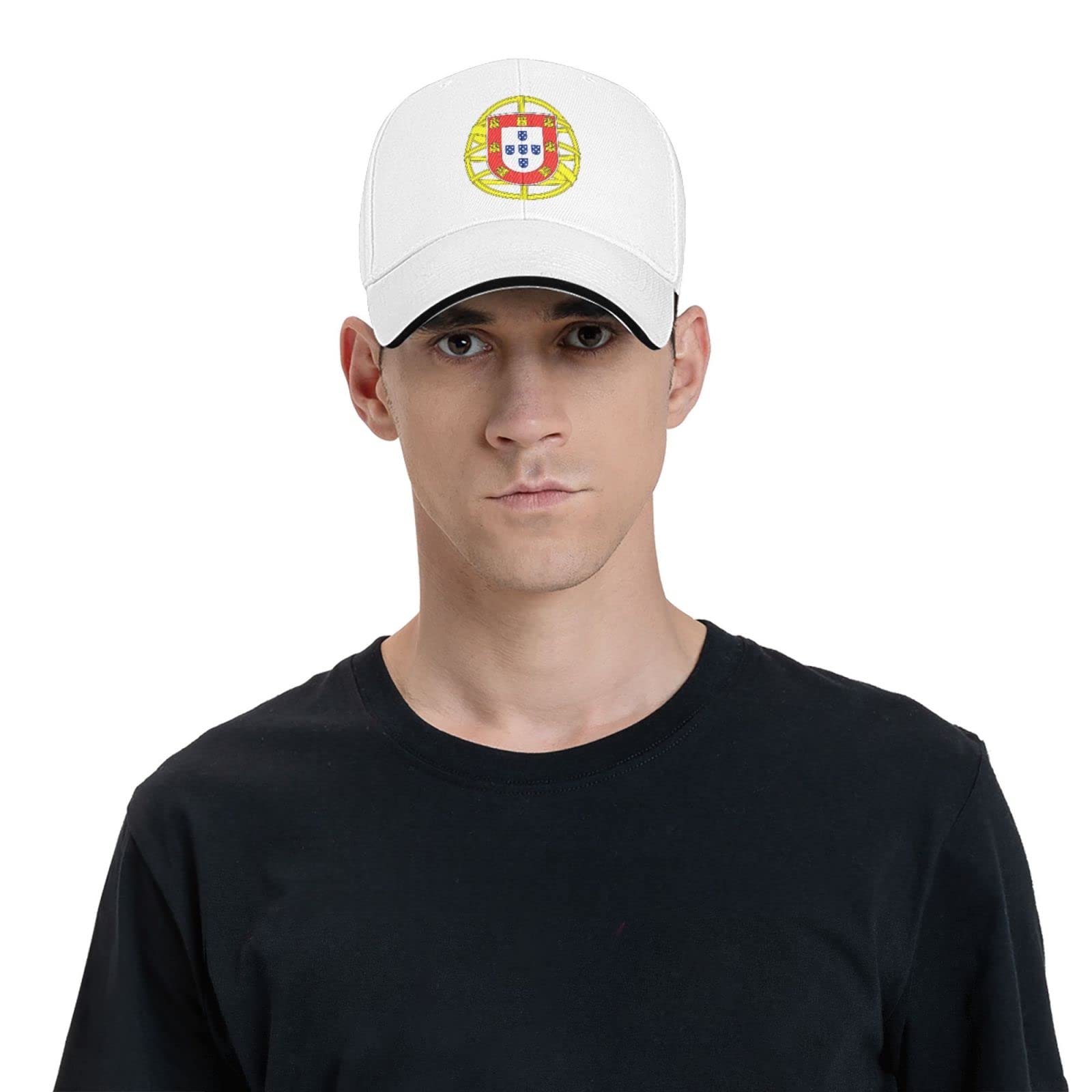 Portugal Coat of Arms Baseball Cap for Men & Women - Classic Duck Bill Sandwich Hat in Plain Black | Perfect for Soccer Games, Travel & Casual Outfits