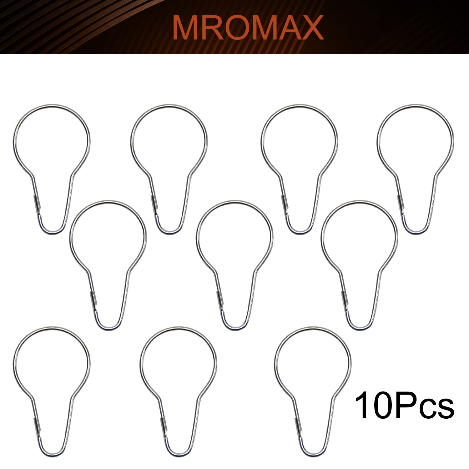 Premium MroMax Metal Shower Curtain Hooks - 10 Pack Rust-Resistant Bathroom Accessories for Shower Rods & Liners - Ideal for Home, Hotel, and Spa Bathroom Decor