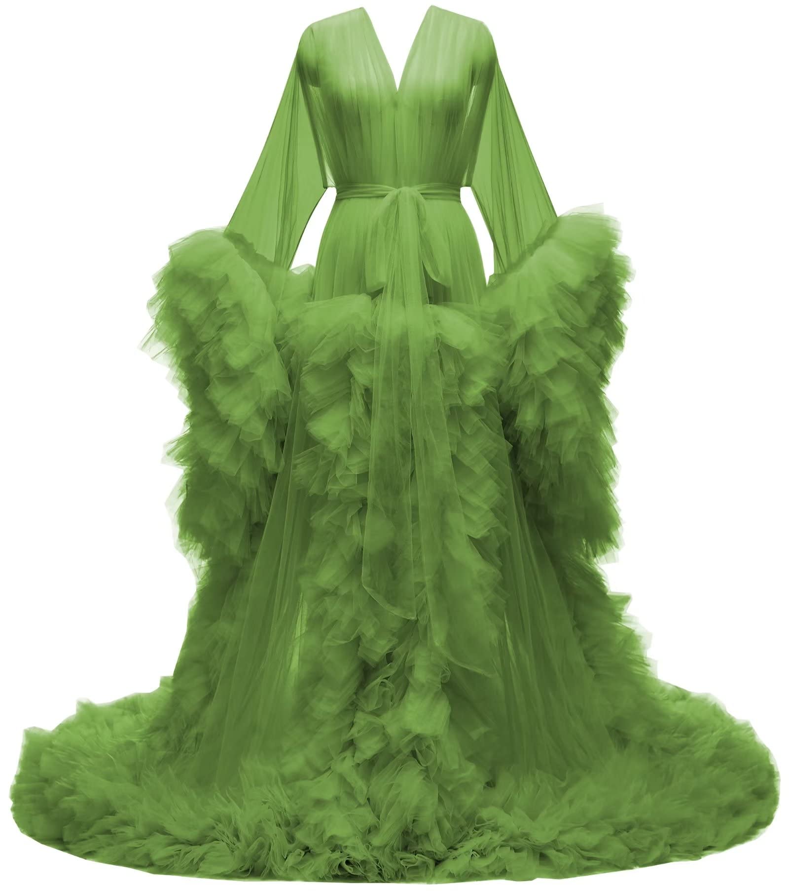 PROMSTAR Elegant Tulle Maternity Dress for Baby Shower, Photoshoot & Bridal Robe - Soft Long Sleeve Pregnancy Gown for Wedding, Sleepwear & Special Occasions
