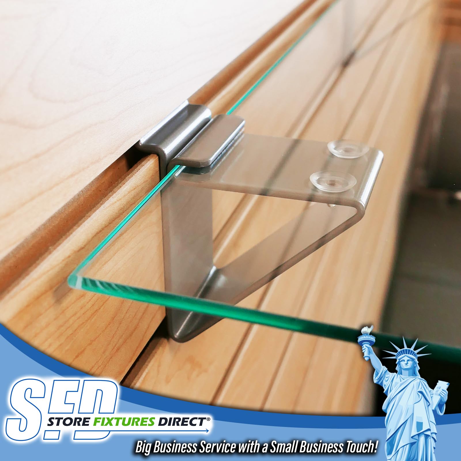 Low Profile Slatwall Glass Shelf Brackets - Silver, 20 Pack - Supports 12