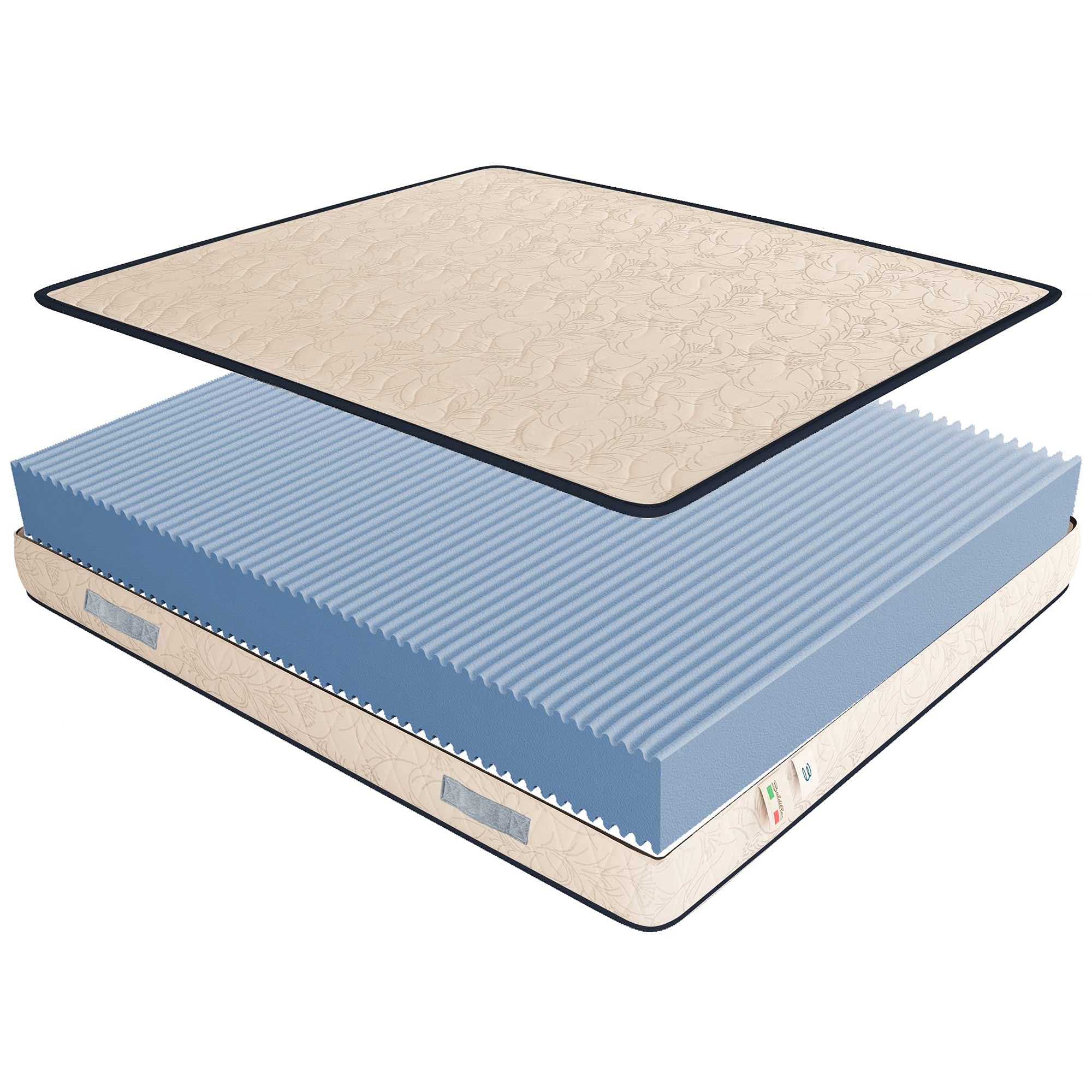 Baldiflex Emporio - Orthopedic Memory Foam Mattress for Couples, Automatic Unzippable Cover, Waterfoam Technology, Includes Free Memory Foam Pillow (180x190x20cm) - Perfect for Back Pain Relief & Better Sleep