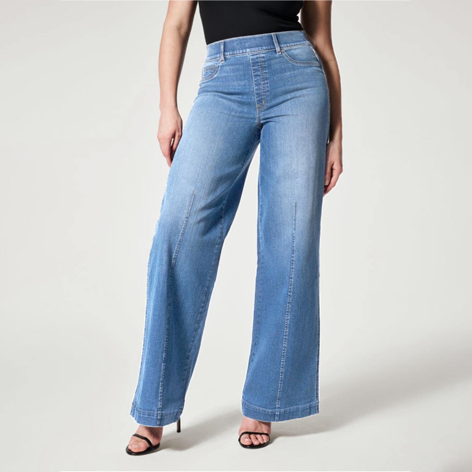 Women's Wide Leg Jeans - Stretchy Elastic Waist for Plus Size | Casual & Work
